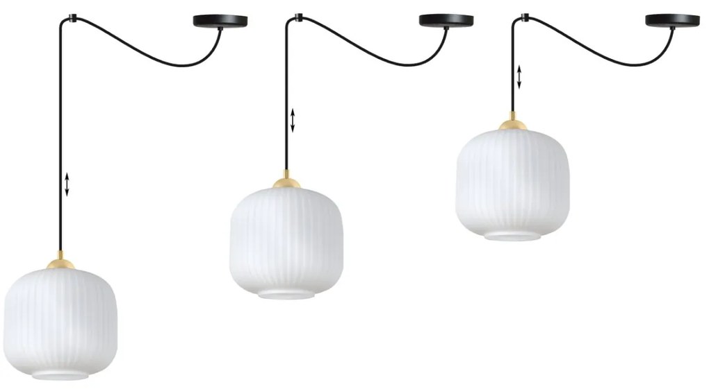 Závesné svietidlo Riffle Spider 2, 1x biele sklenené tienidlo, b/g