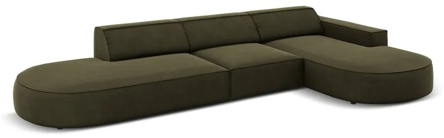 Zelená zamatová rohová pohovka (pravý roh) Jodie - Micadoni Home