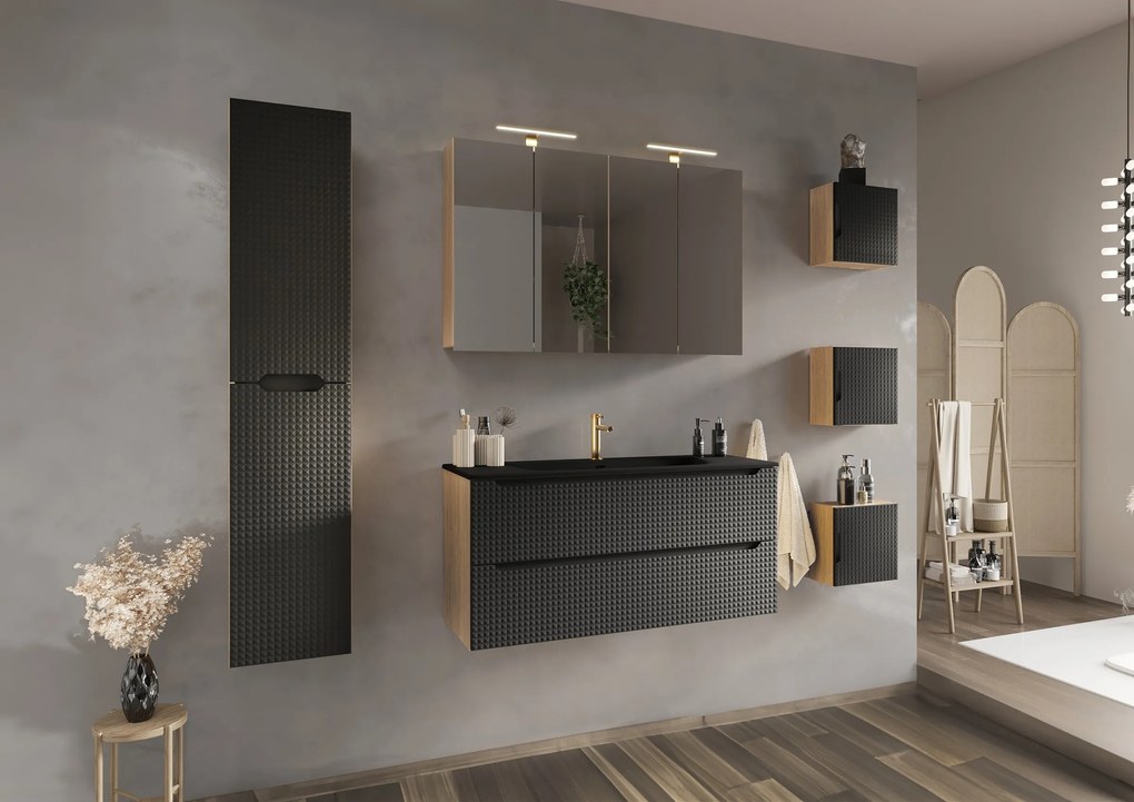 Dvojité keramické umývadlo Sky1 120 cm matné čierne