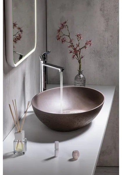 Sapho - Umivalnik na pult FORMIGO 60x40 cm beton/rjava