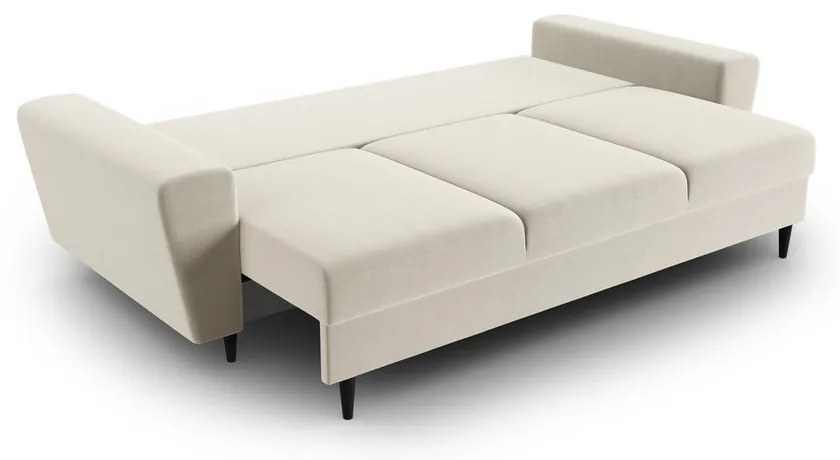 Béžová zamatová rozkladacia/s úložným priestorom pohovka 235 cm Kyoto – Cosmopolitan Design