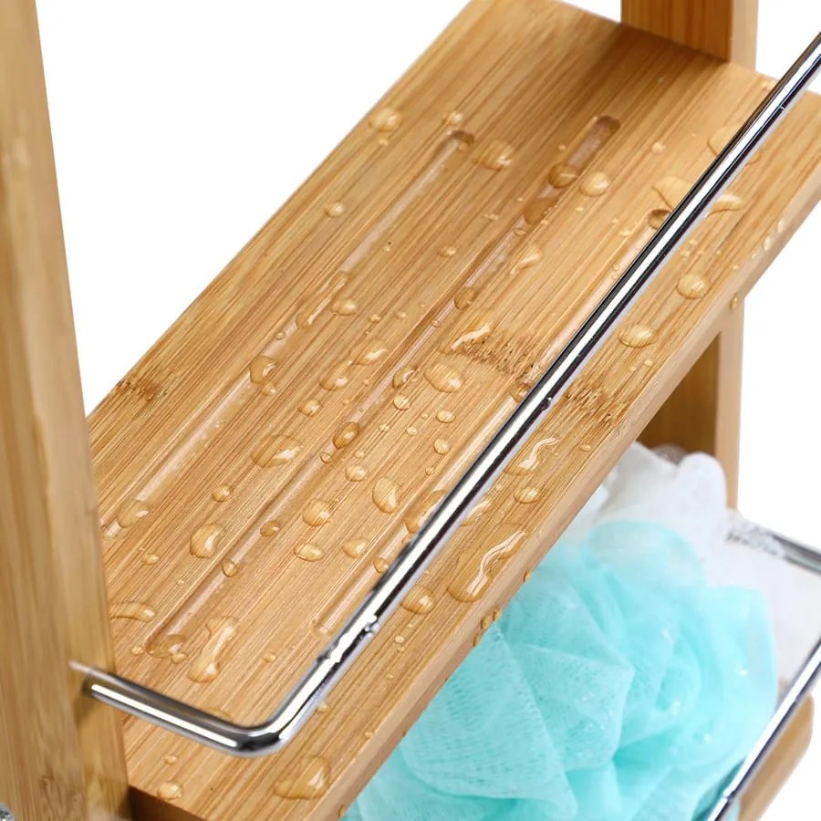 Závesná polička do kúpeľne BAMBOO. 28,5x10x70cm, 3 police, hnedá Casaria