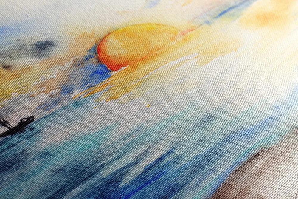 Obraz akvarelové more a zapadajúce slnko Varianta: 100x50