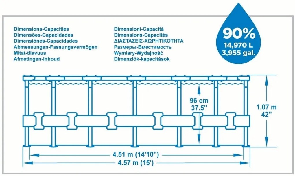 Bazén s konštrukciou 457 x 107 cm BESTWAY 56488 Steel Pro Max + kartušová filtrácia a schodíky
