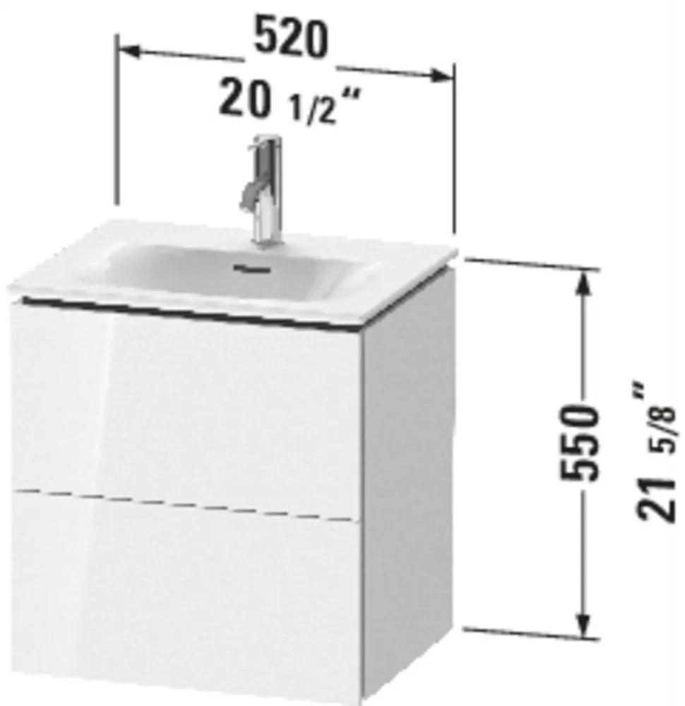 DURAVIT L-Cube závesná skrinka pod umývadlo, 2 zásuvky, 520 x 421 x 550 mm, biela vysoký lesk, LC630402222