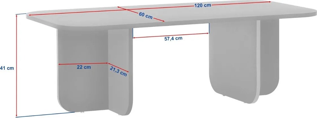 Dizajnový konferenčný stolík Tamsyn 120 cm zafírový dub