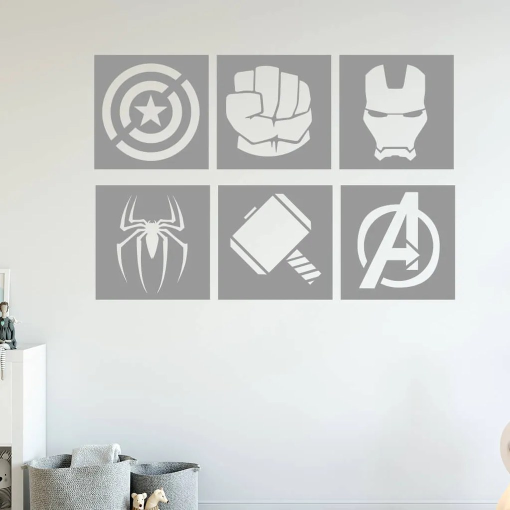 Veselá Stena Samolepka Znaky Avengers sada Farba: modrá, Veľkosť: 60 x 41 cm