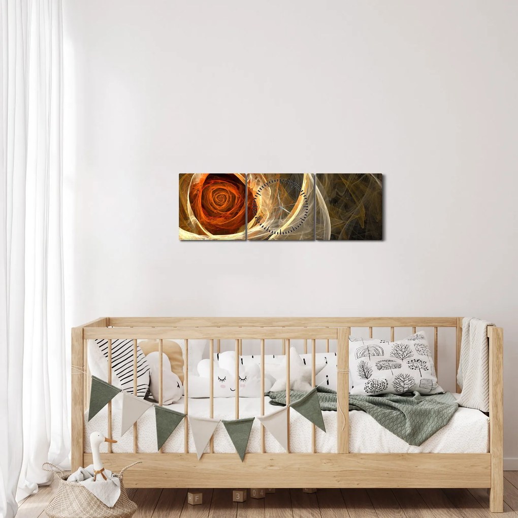Obraz - Ruže umeleckého duchu (s hodinami) (90x30 cm)