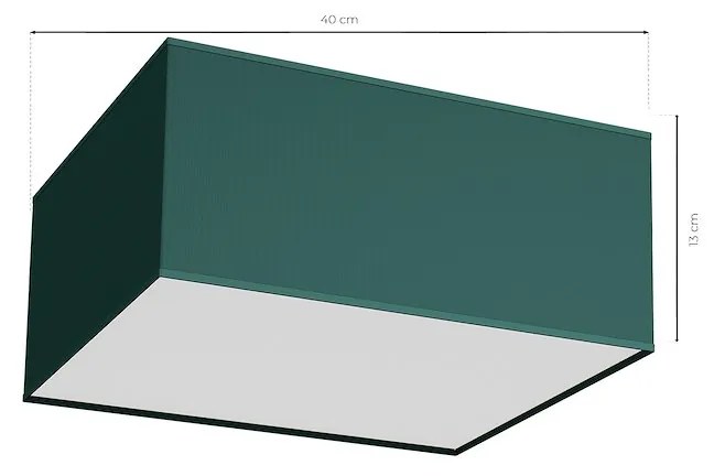 Stropné svietidlo Verde Square, 1x zelené textilné tienidlo, (biele plexisklo), (40 cm)
