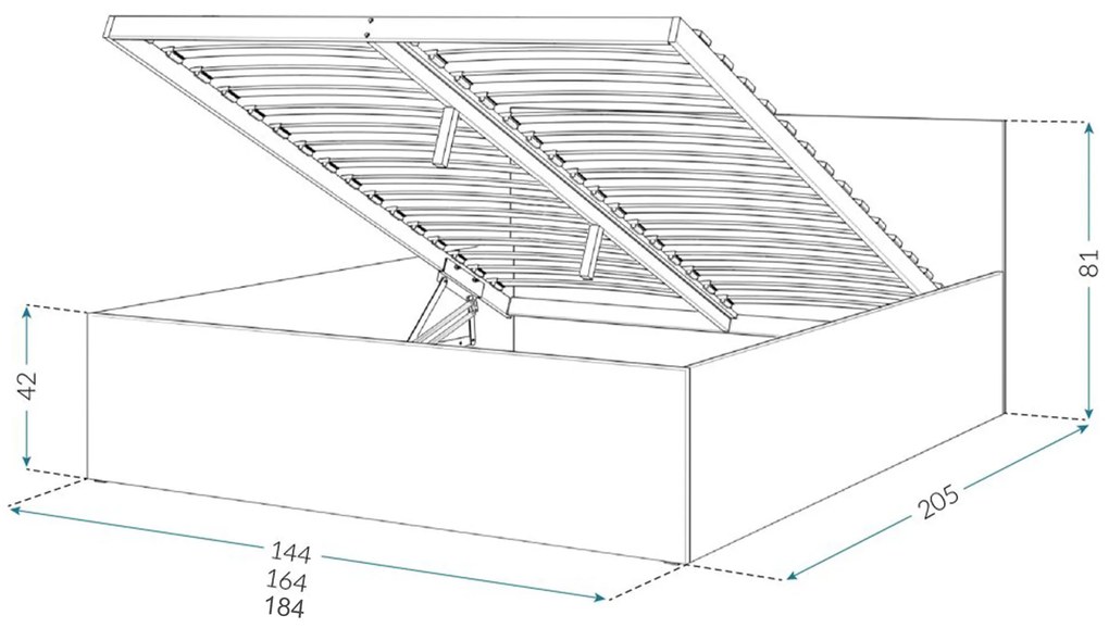 Manželská posteľ s úložným priestorom Buster - sivá Rozmer: 160x200