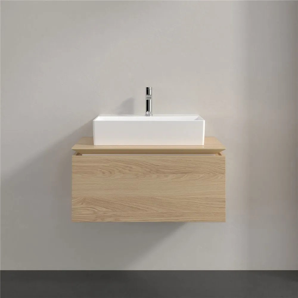 VILLEROY &amp; BOCH Legato závesná skrinka pod umývadlo na dosku (umývadlo v strede), 1 zásuvka, 800 x 500 x 380 mm, Nordic Oak, B60100VJ