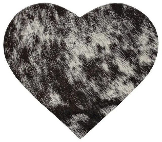 Bielo čierny podtácek v tvare srdca z hovädzej kože - 15,5 * 14 * 0,3 cm