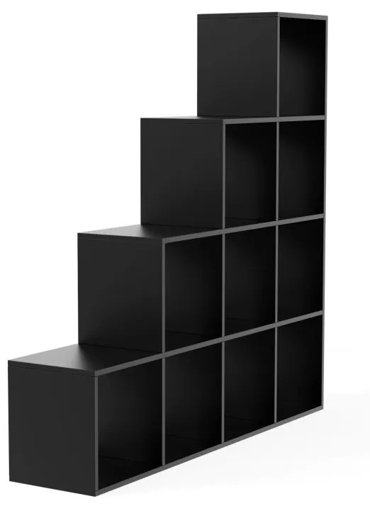 MIADOMODO Stupňovitý regál veľký, voľne stojaci, čierny
