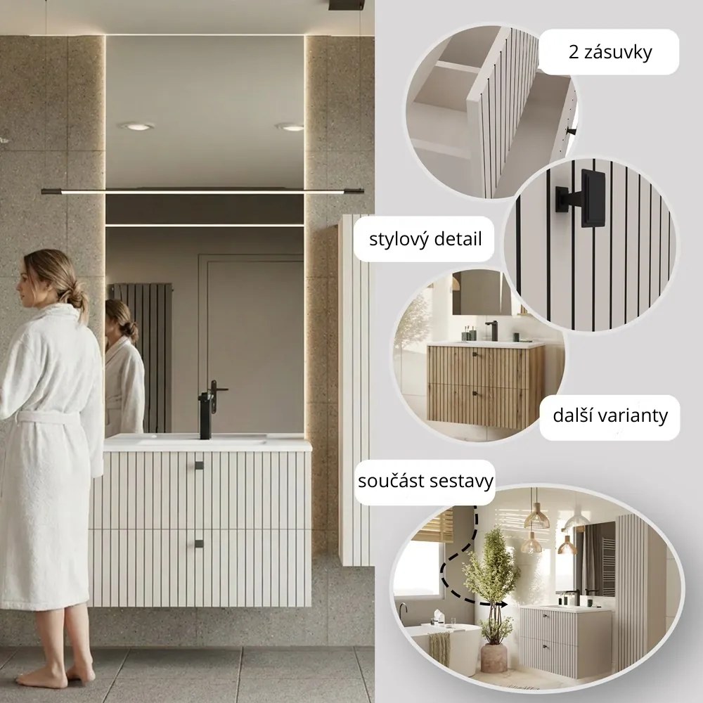 Závěsná skříňka pod umyvadlo Tigo 2S 80 cm kašmír