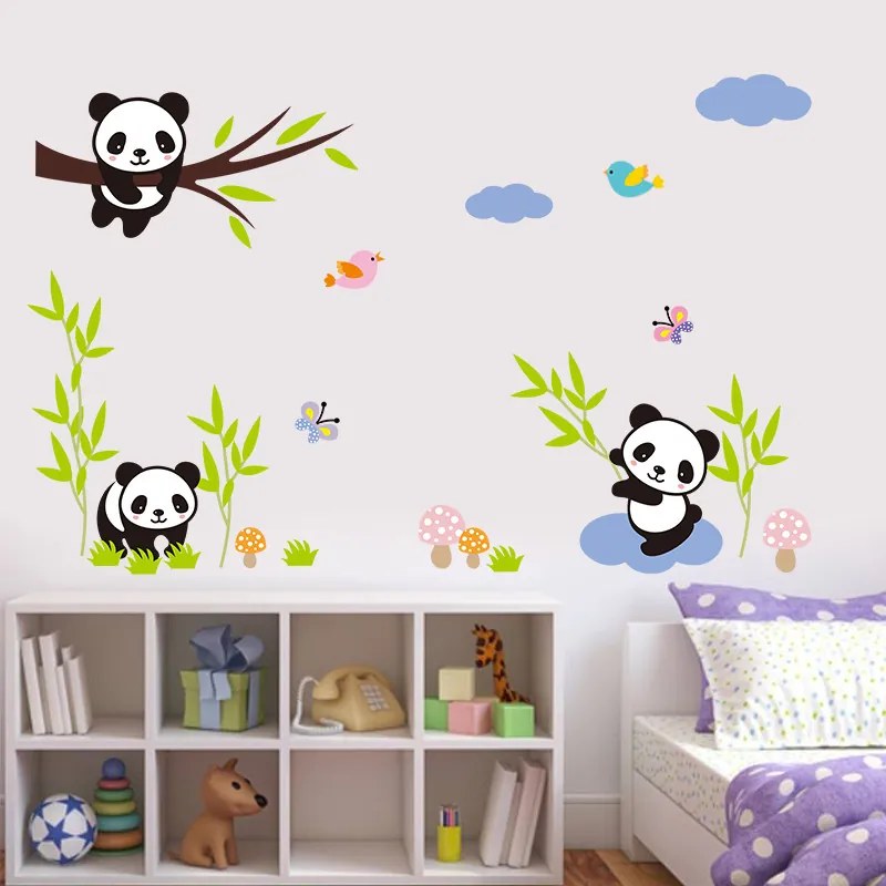 Veselá Stena Samolepka na stenu na stenu Hravá panda
