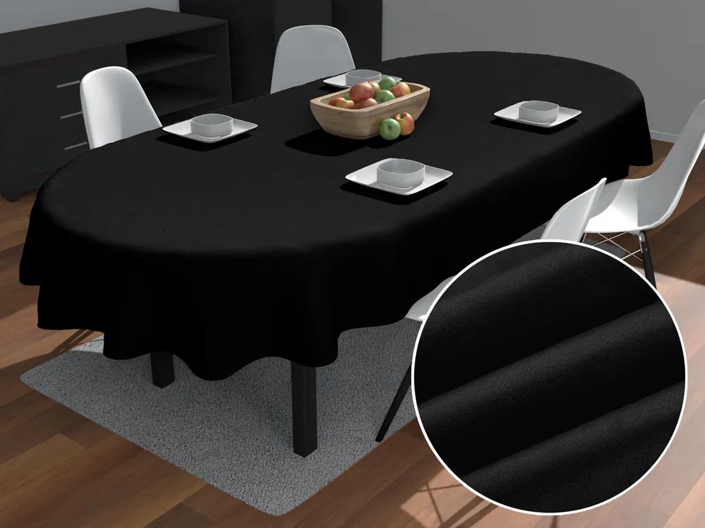 Biante Oválny obrus/imitácia brúsenej kože Alcantara ALC-012 Čierny 120x200 cm