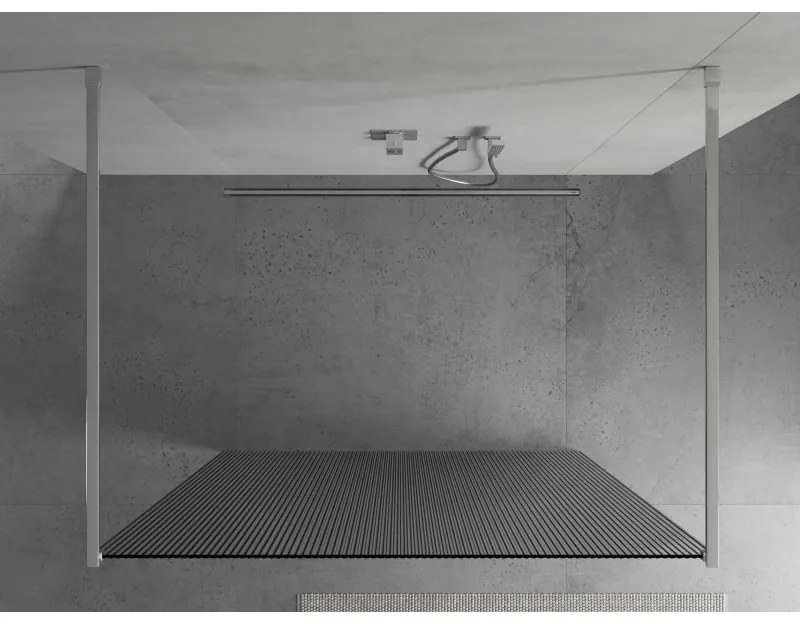 Mexen Kioto, sprchová zástena Walk-In 120 x 200 cm, 8mm sklo s rebrovým vzorom, chrómový profil, 800-120-002-01-09