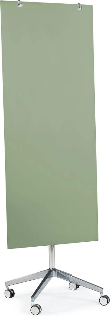 Mobilná sklenená magnetická tabuľa Stella, 650x1575 mm, pastelová zelená