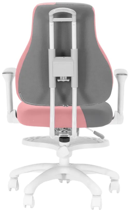 Detská rastúca stolička Neoseat KINDER WHITE PLUS — látka, šedá / svetlo ružová