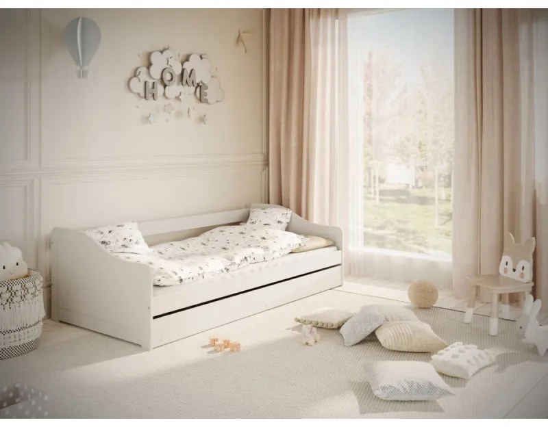 Dětská postel Blanka 200x90 cm bez matrace s výsuvnou přistýlkou bílá