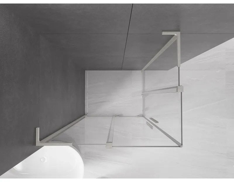 Mexen Velar L Duo, sprchový kút s posuvnými dverami 90 x 80 cm, 8mm číre sklo, brúsená oceľ, 871-090-080-02-03-97