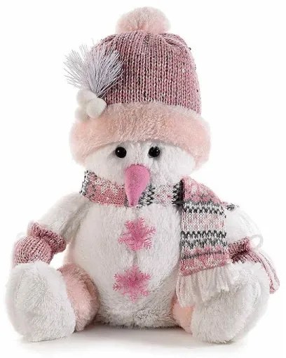 Snehuliak v ružových tónoch s brmbolcom 30 cm