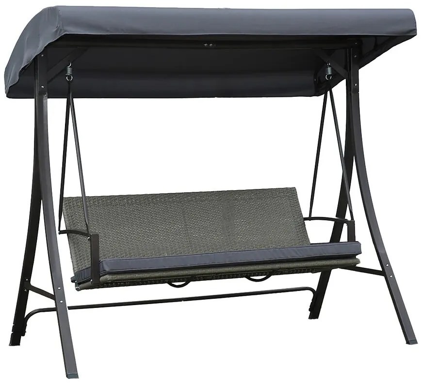 Záhradná hojdačka technoratan sivá s vankúšmi