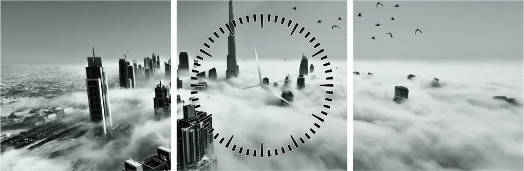 Obraz - Mrakodrapy v Dubai (s hodinami) (90x30 cm)