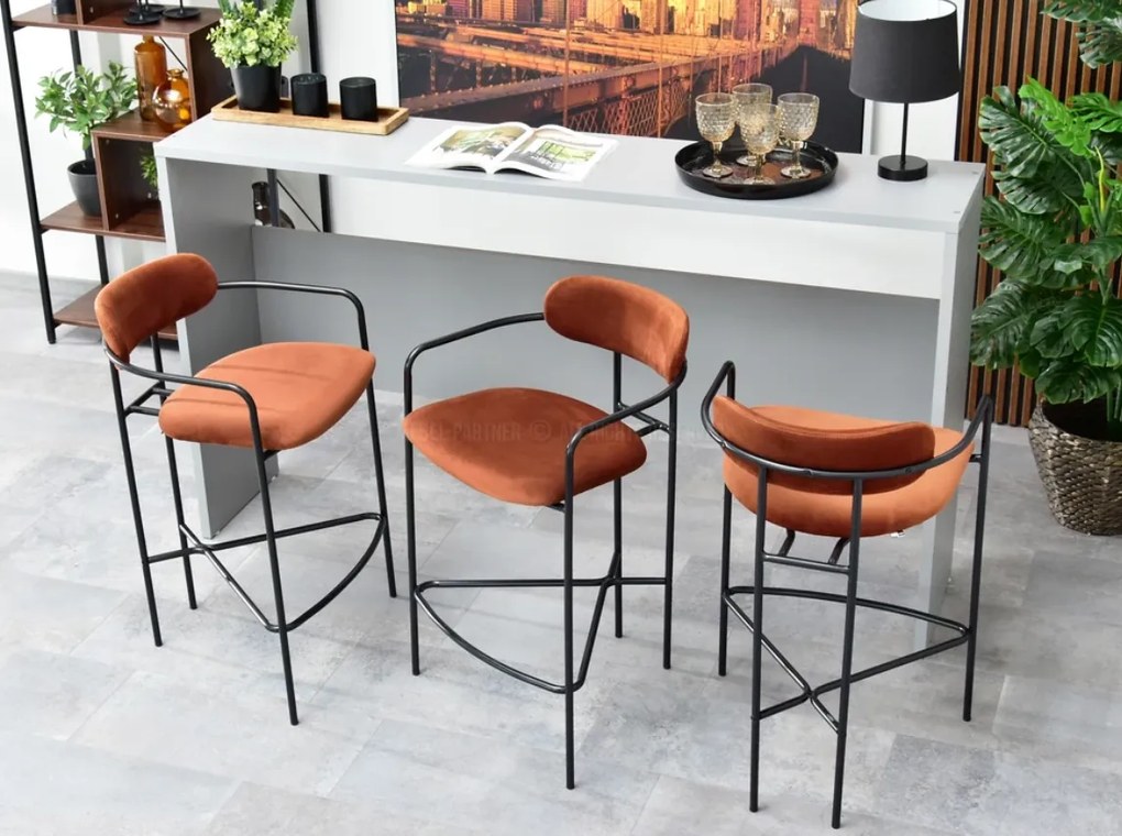 Dizajnová barová stolička ENZZO medená