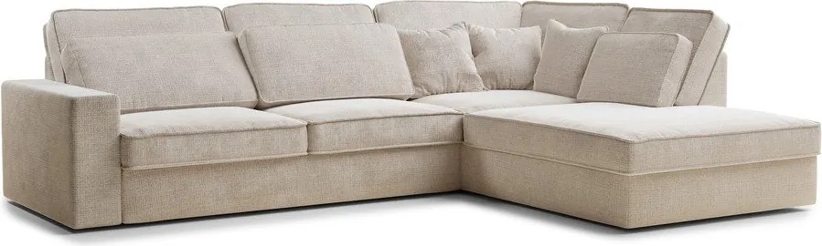 Krémovobiela ženilková rohová pohovka (pravý roh/do L) Kirou – Maison de Rêve