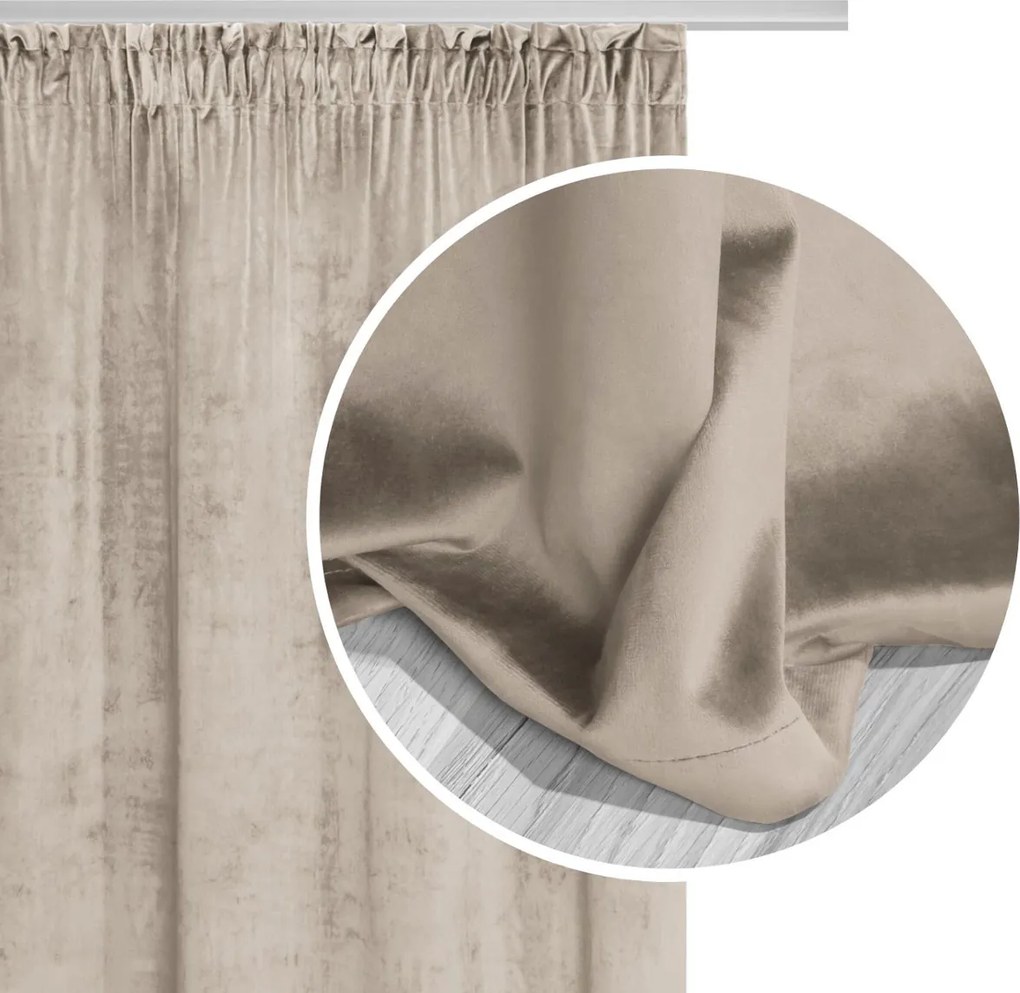 Velúrový záves SOFT VELVET béžový na riasiacu pásku Rozmer: 140x270 cm