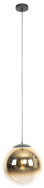 Art Deco závesné svietidlo čierne so zlatým sklom 33 cm - Pallon