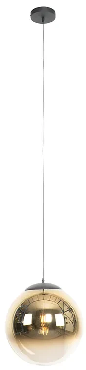 Art Deco závesné svietidlo čierne so zlatým sklom 33 cm - Pallon