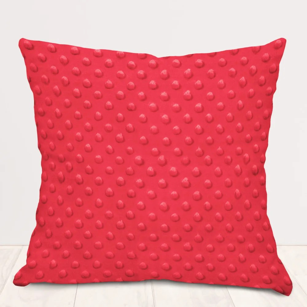Biante Detská obliečka na vankúš Minky 3D bodky MKP-019 Jahodová červená 45 x 45 cm