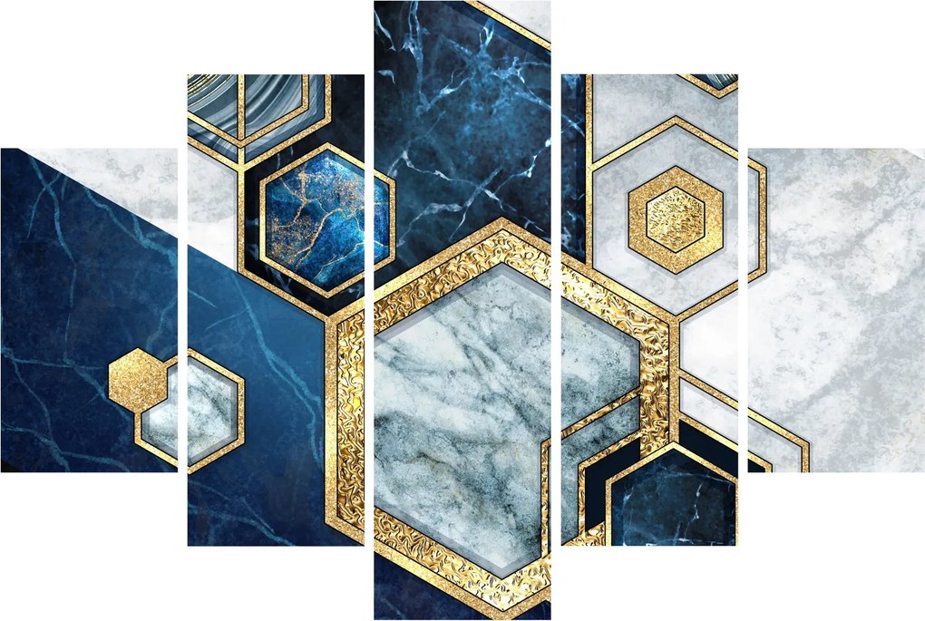 Obraz - Mramorové hexagóny (150x105 cm)