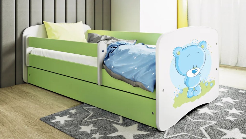 Kocot kids Detská posteľ Babydreams medvedík zelená, varianta 80x180, bez šuplíků, bez matrace