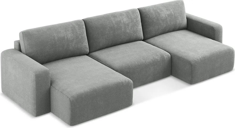 Sivá ženilková rozkladacia/s úložným priestorom rohová pohovka (do tvaru "U") Kona – Makamii