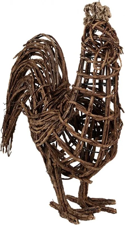Hnedá prútená dekorácia kohút - 34*15*39 cm
