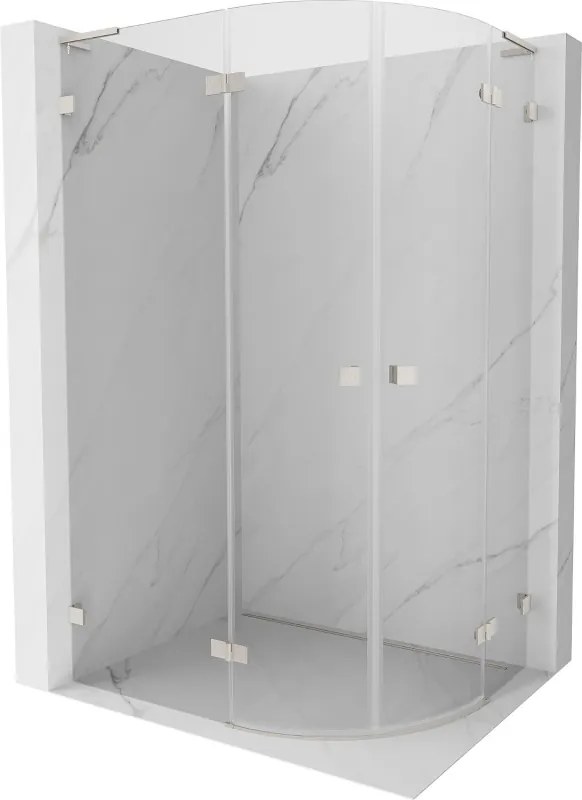 Mexen Lunar, L polkruhový sprchový kút naklápací doľava 100 x 90 cm, 8mm číre sklo, oceľový profil, 833L-100L-090P-97-00