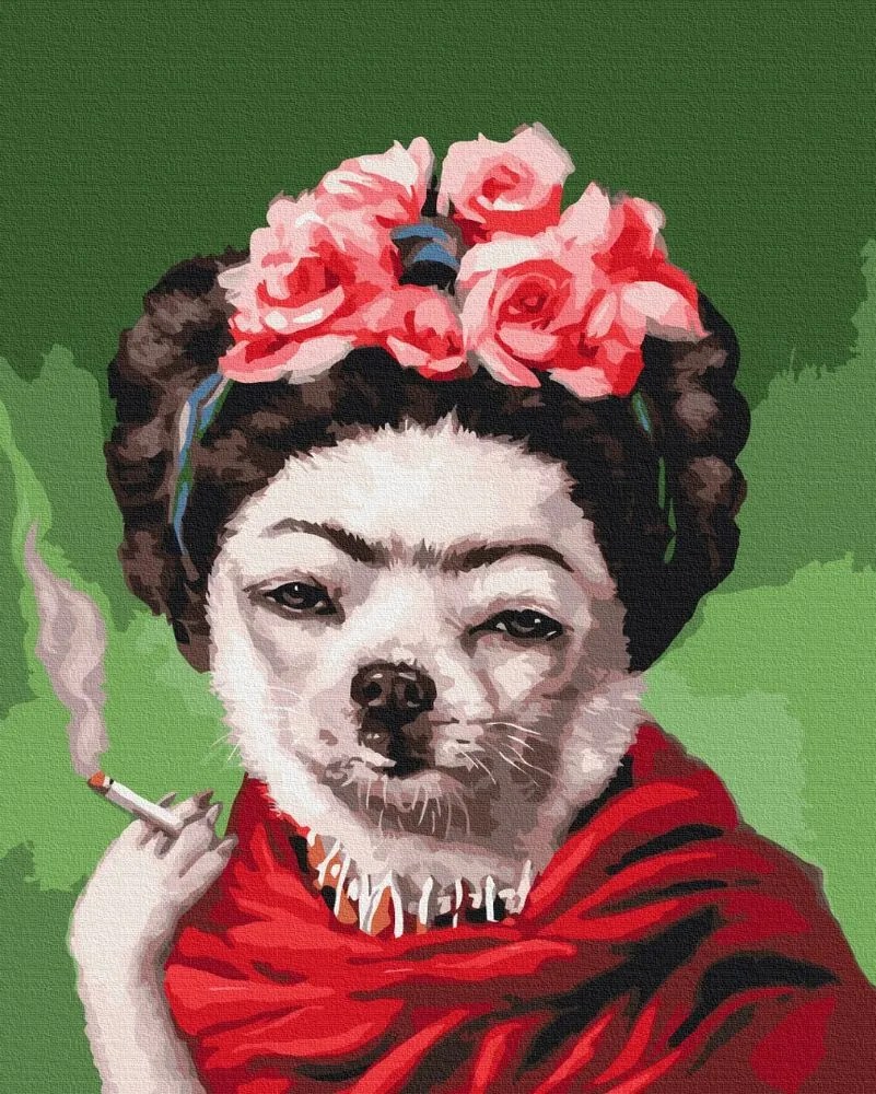 Maľovanie podľa čísiel pes s cigaretou