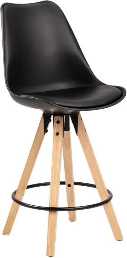 Čierna barová stolička s podnožím z kaučukového dreva Actona Dima