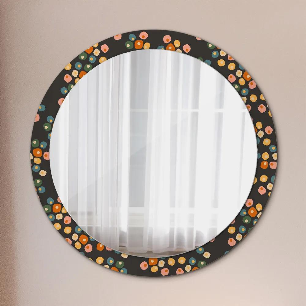 Okrúhle ozdobné zrkadlo Kvetinové bodky fi 90 cm