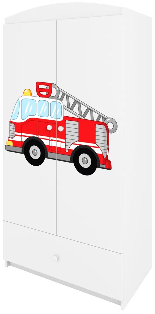 Detská skriňa Babydreams 90 cm hasičské auto biela