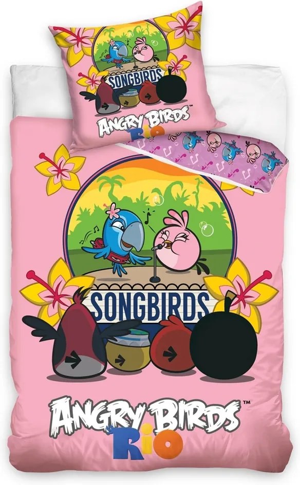 Tip Trade Detské bavlnené obliečky Angry Birds Karaoke, 140 x 200 cm, 70 x 80 cm