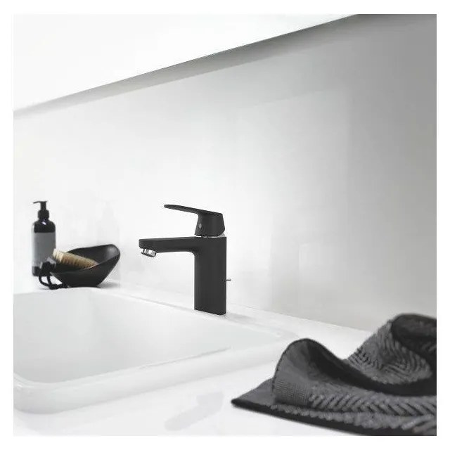 GROHE Eurosmart Cosmopolitan páková umývadlová batéria s odtokovou súpravou, veľkosť M, chróm/čierna matná, 23325KW0