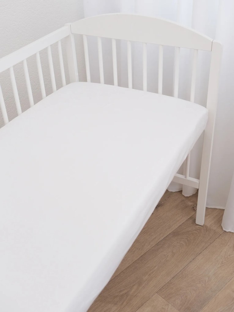 Jersey plachta do postieľky Classic 60 x 120 cm – biela