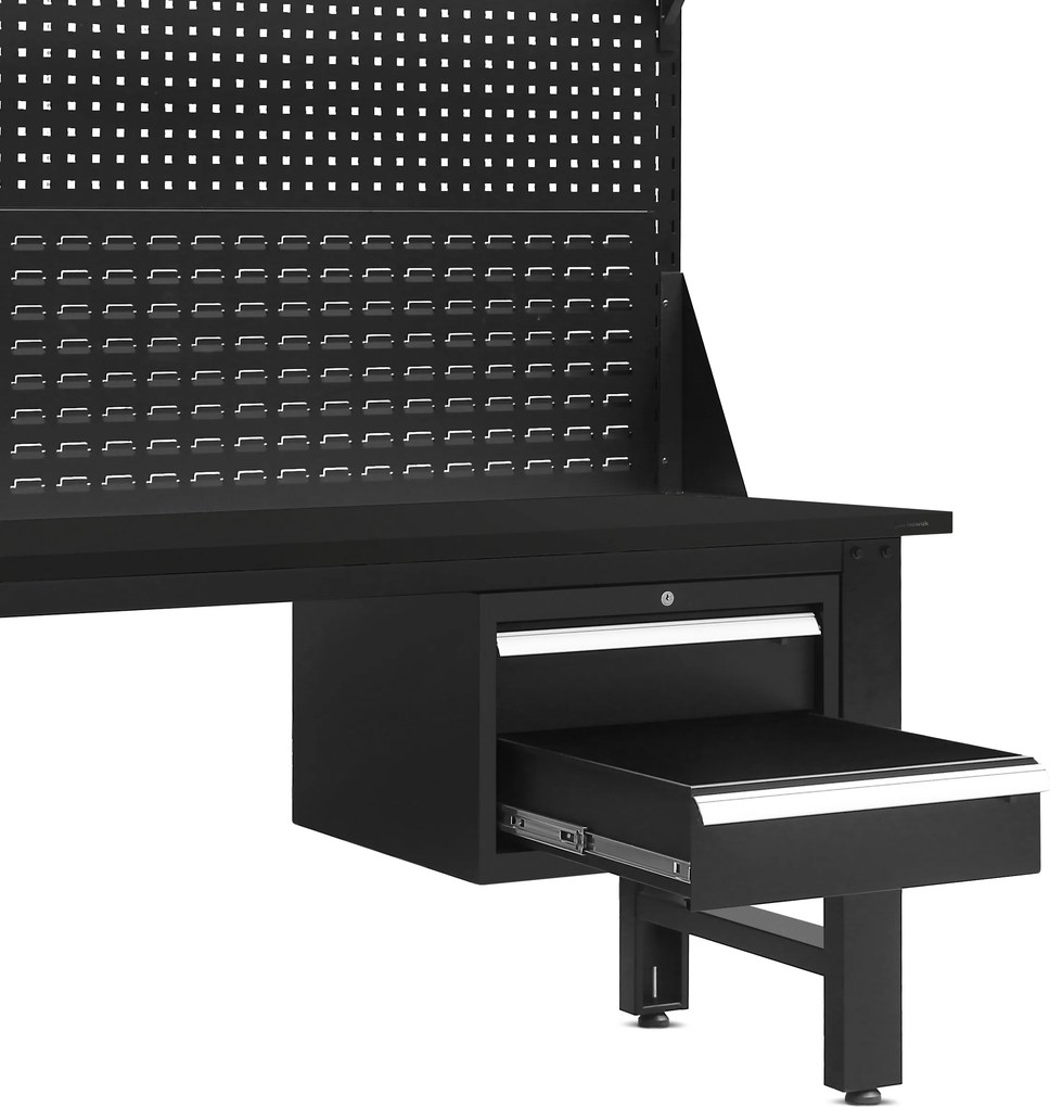 Dielenský stôl s perforovanou doskou, čierny, 1500x1700x750 mm: LOGAN All Black