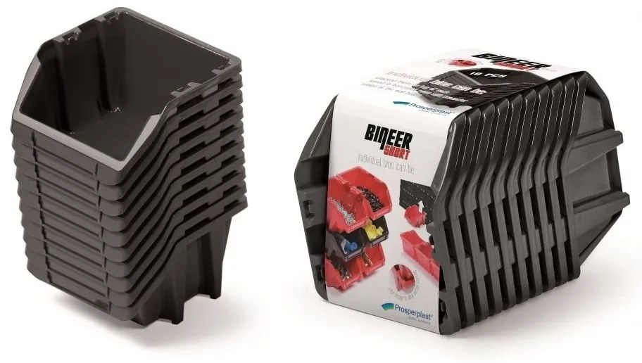 Kistenberg Set úložných boxov 10ks BINEER SHORT SET 288x158x187 čierny
