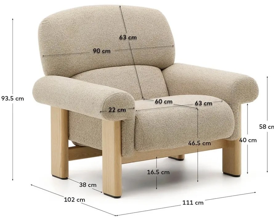 Béžové ženilkové kreslo Nema – Kave Home