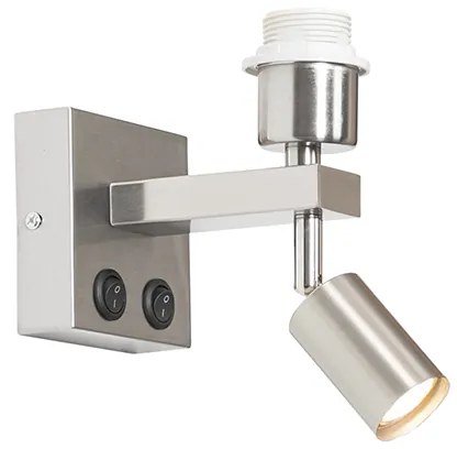 Moderná nástenná lampa oceľ s lampou na čítanie - Brescia